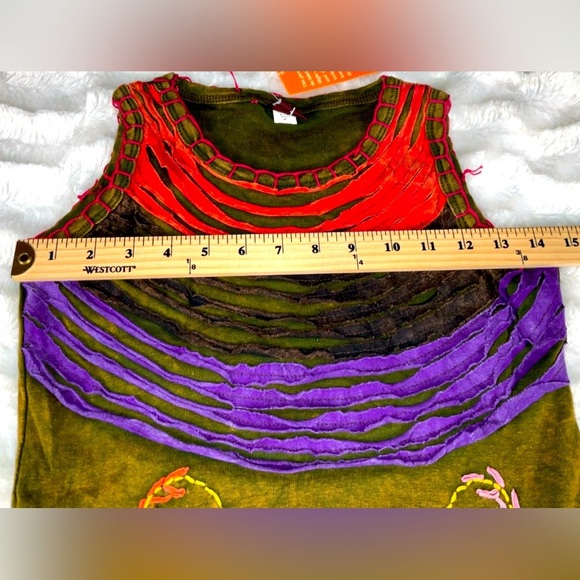 K.P.C. Women’s Dress Size Medium. Hand Stitched Beautiful Colorful Made In Nepal - Picture 7 of 9